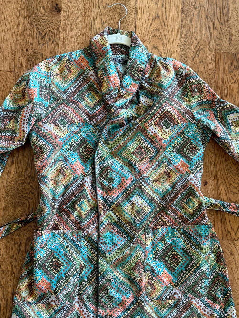 Peruvian Connection Multicolor Pima Cotton Robe with Pockets - Picture 4 of 4